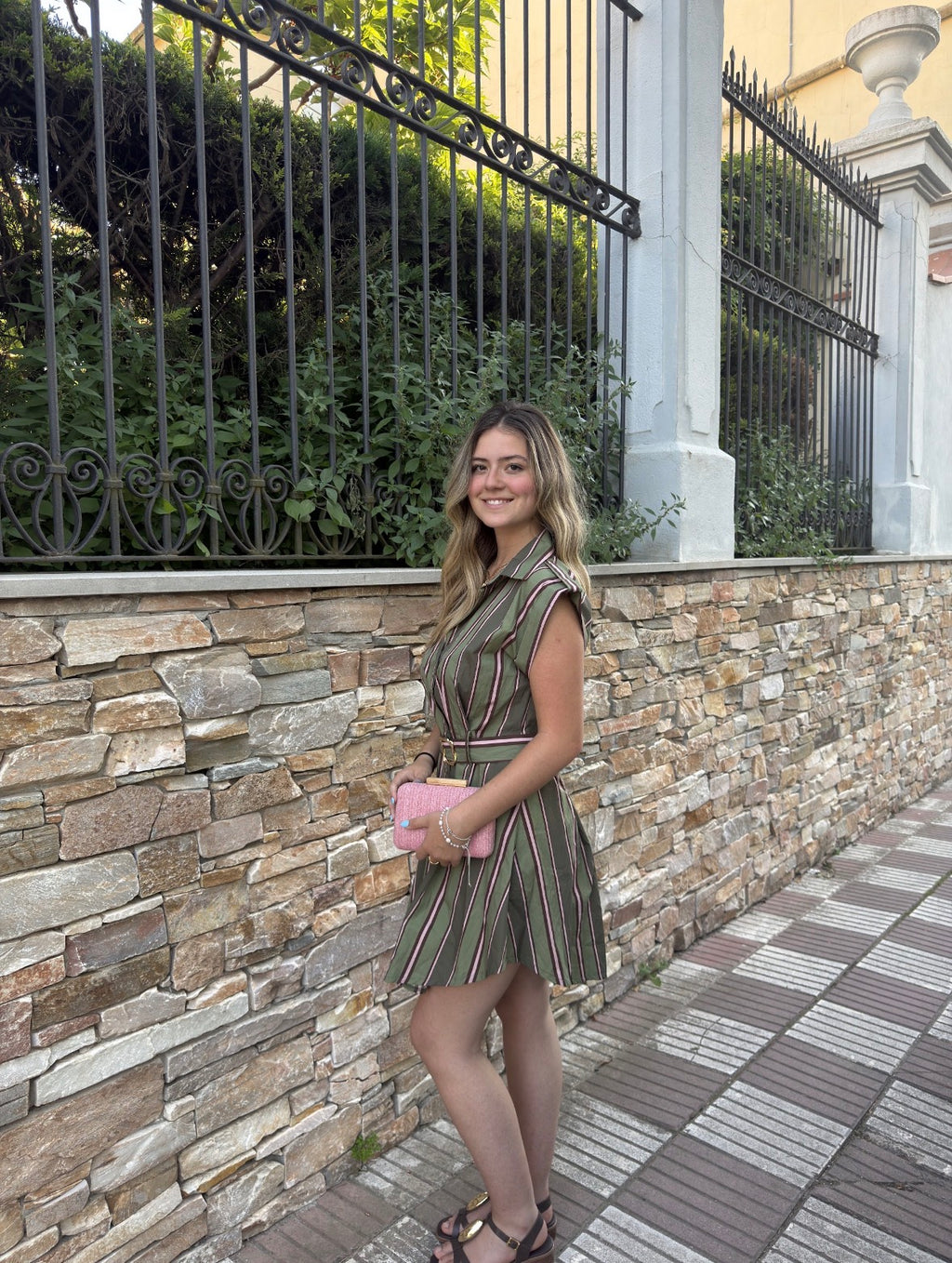Vestido rayas cinturón