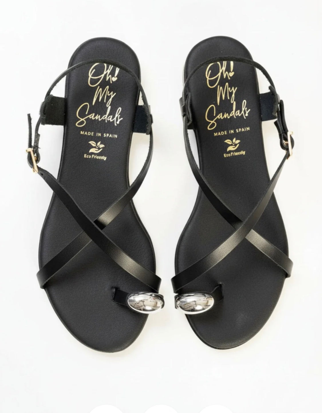 Sandalia piel negra
