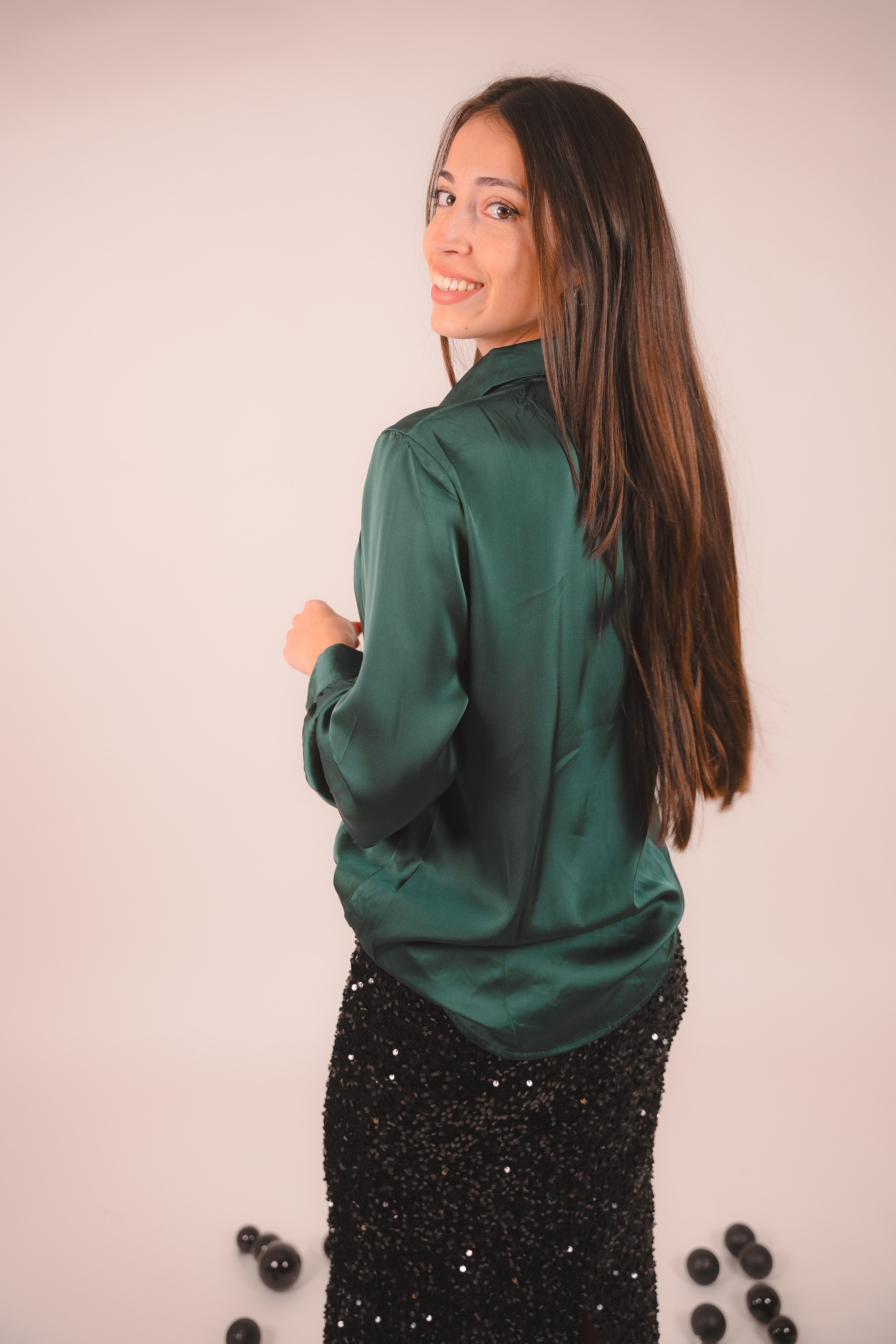 Camisa satinada verde