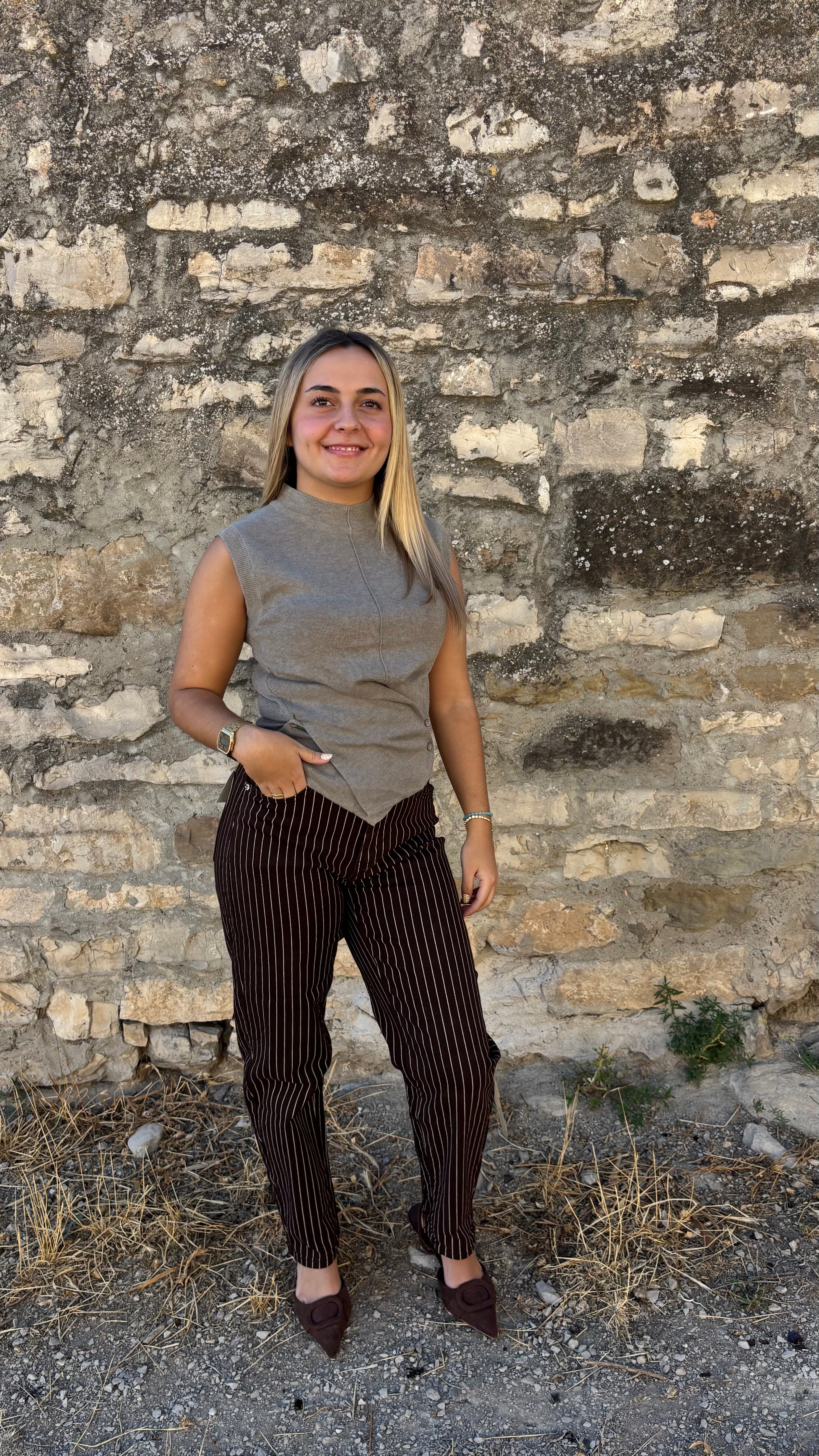 Top botones cruzado