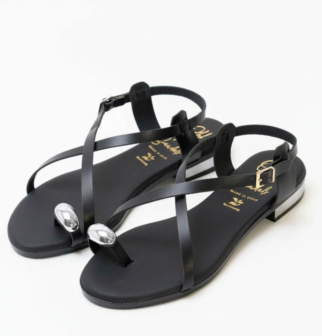 Sandalia piel negra