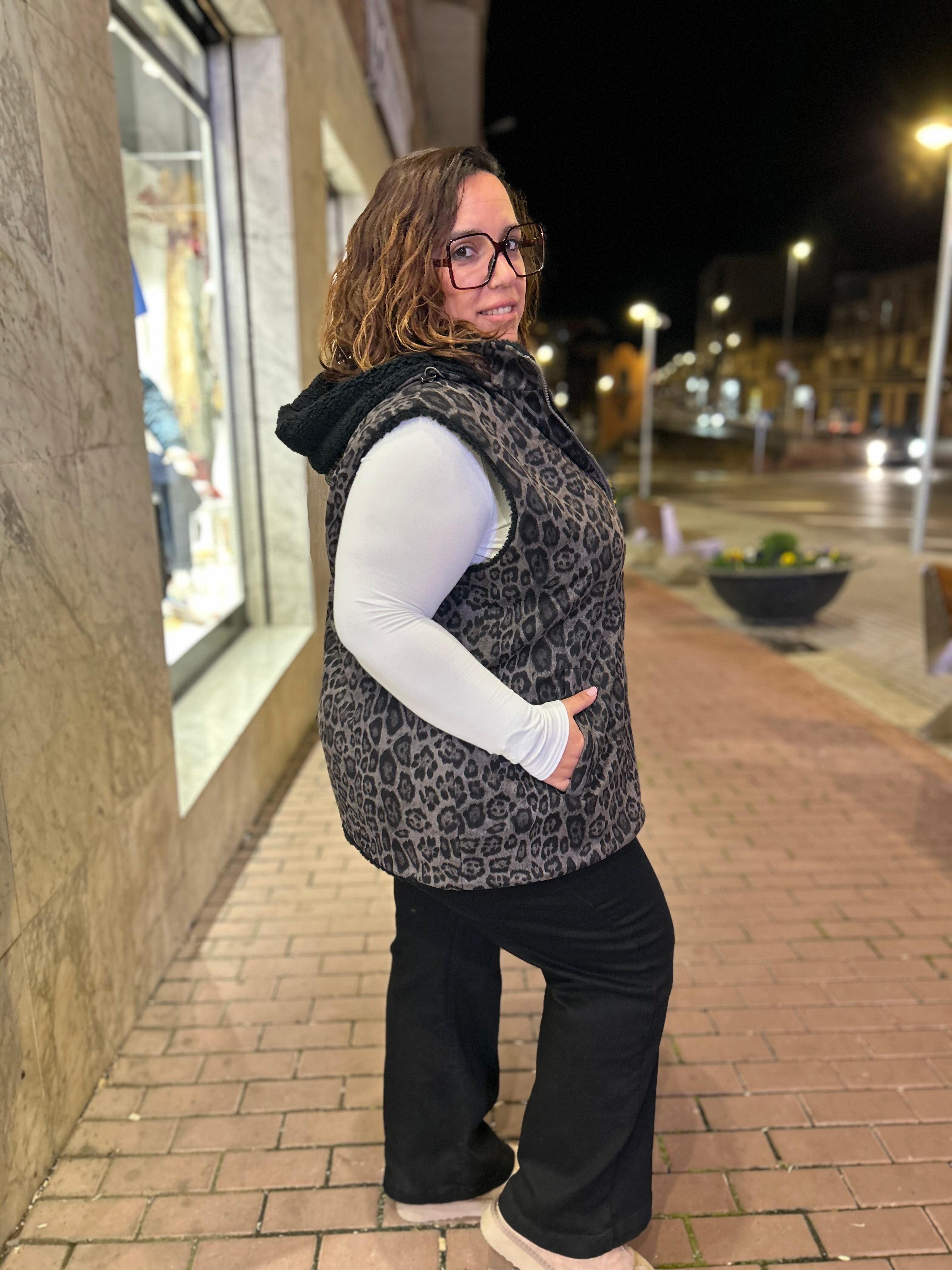 Chaleco reversible animal print