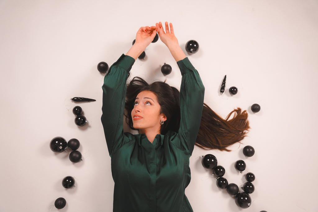 Camisa satinada verde