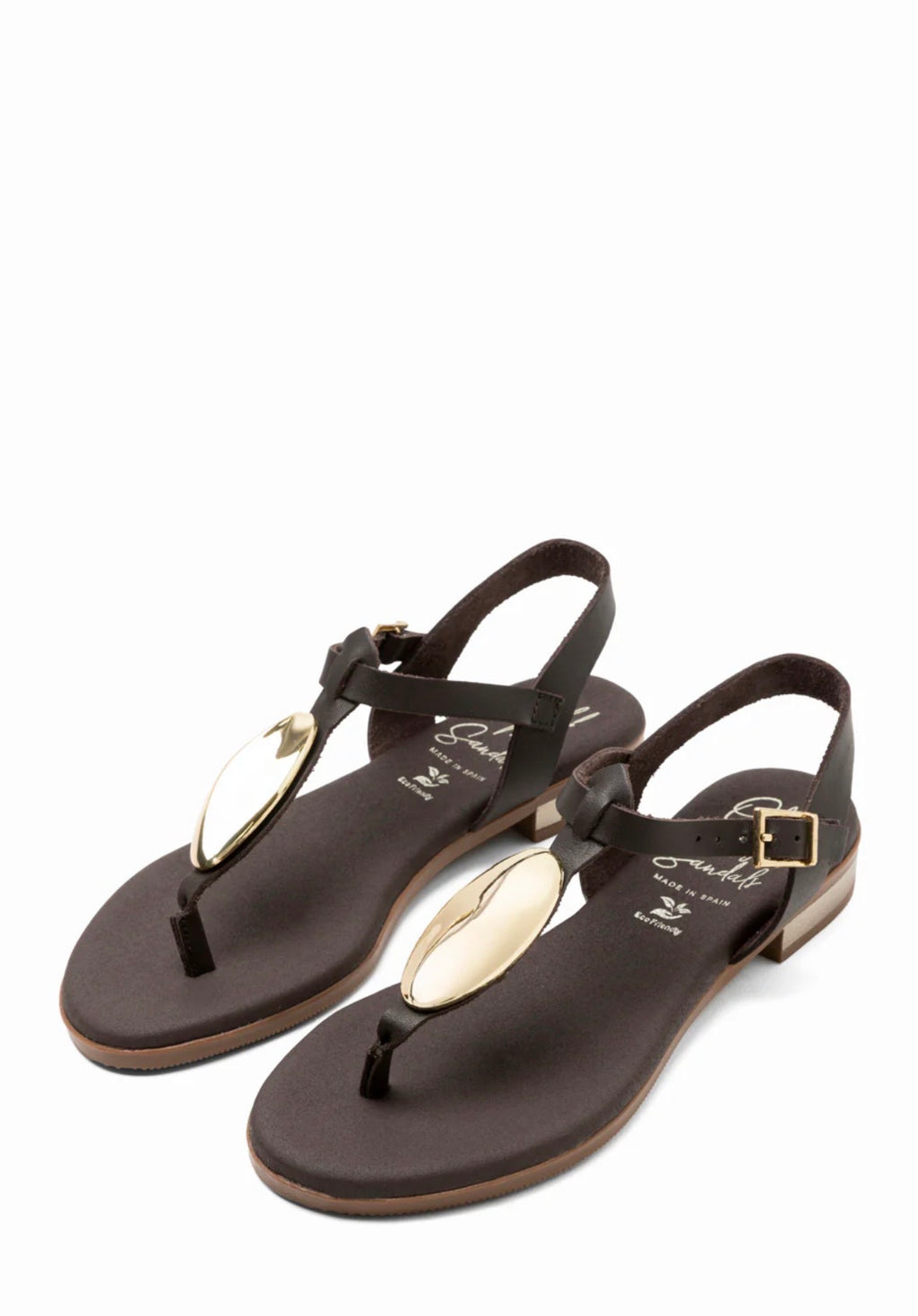 Sandalia marron broche