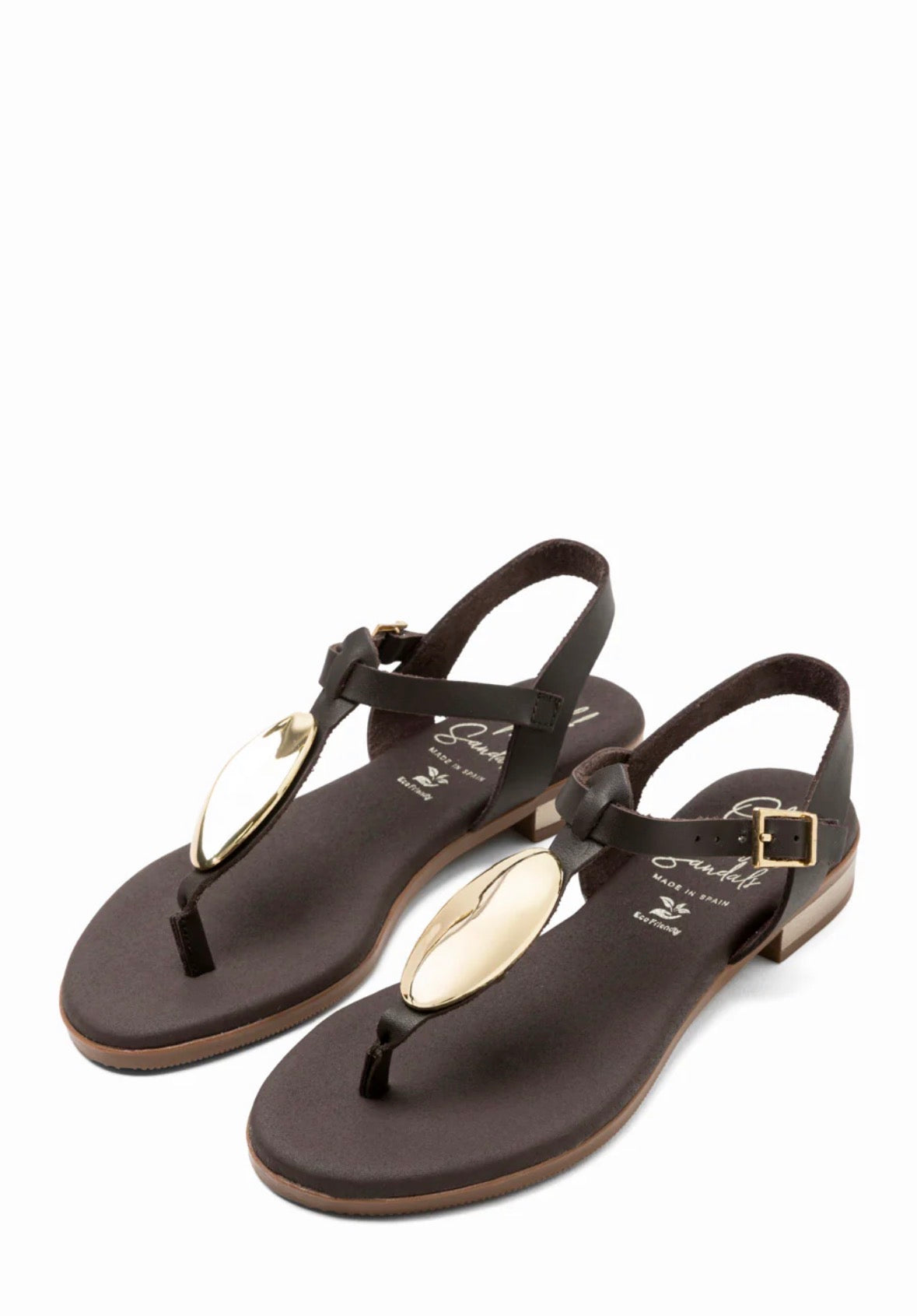 Sandalia marron broche