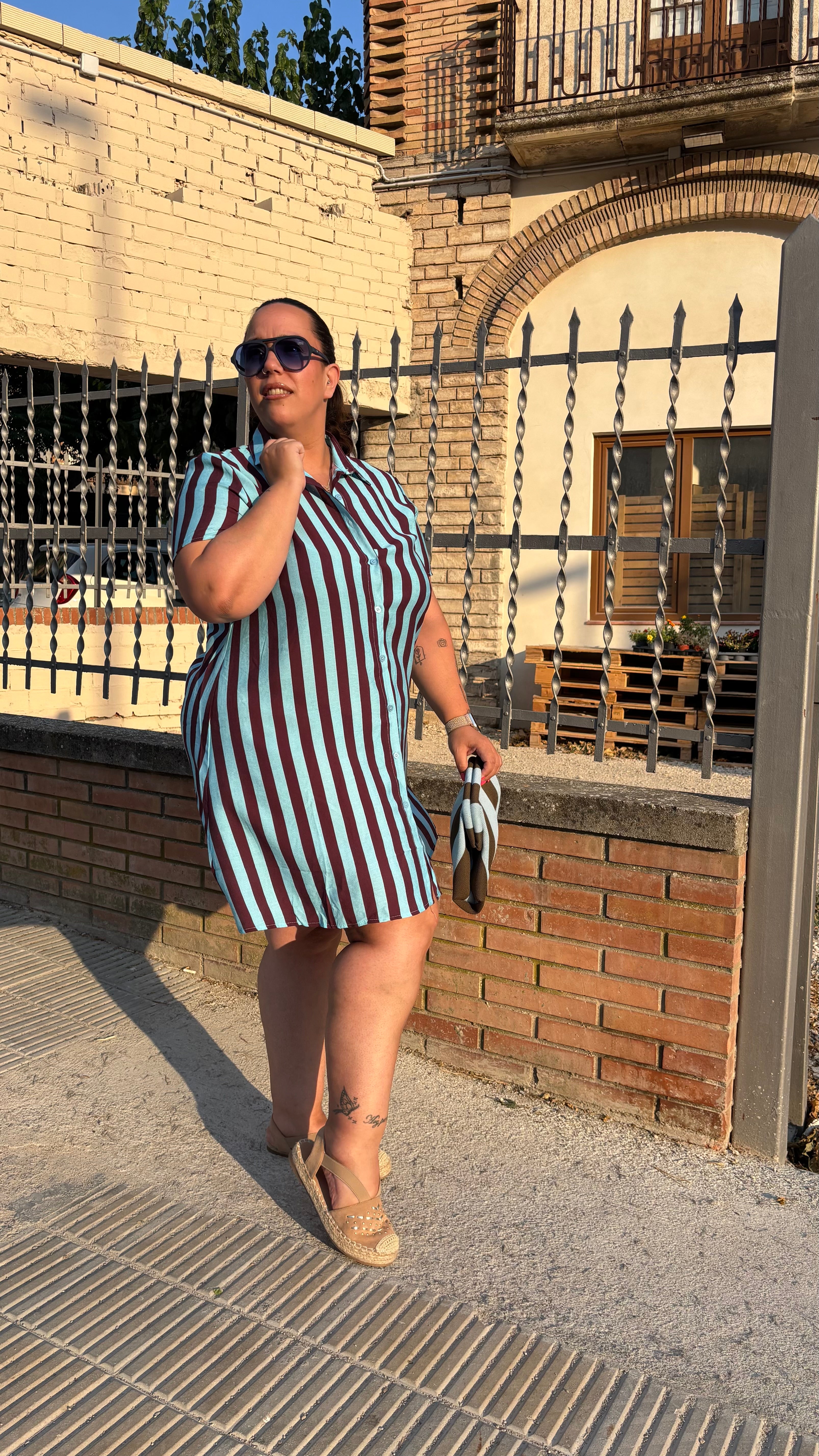 Vestido camisero rayas