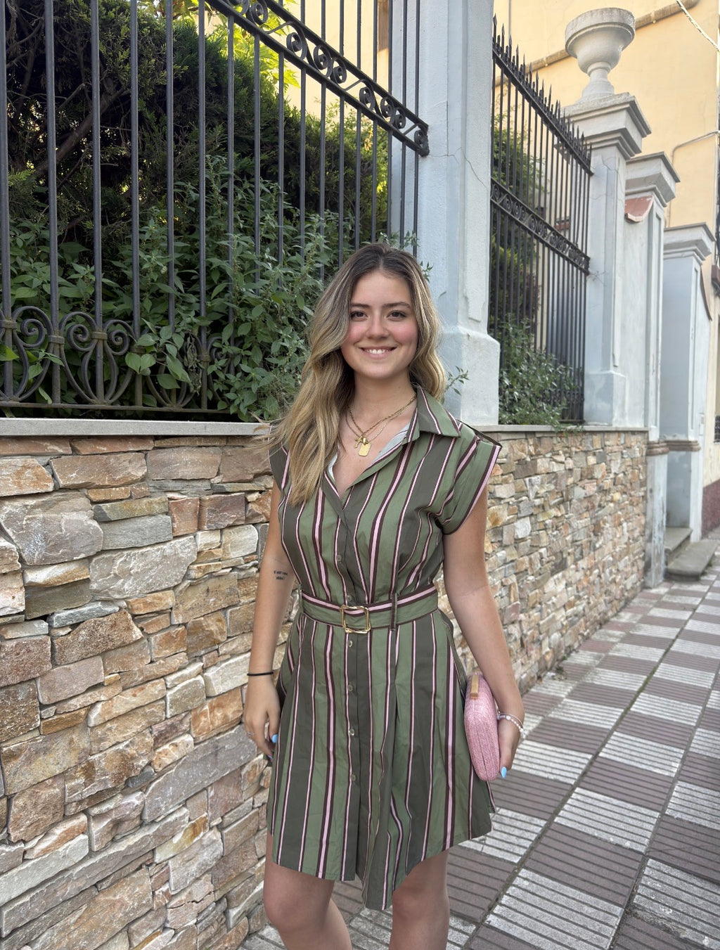Vestido rayas cinturón